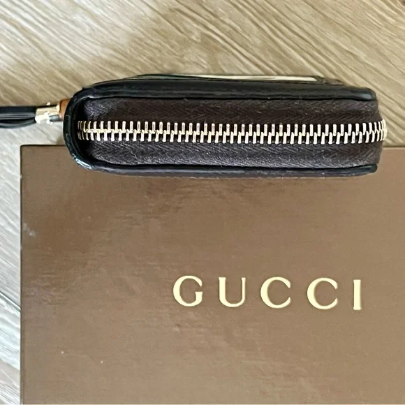 GUCCI GG Monogram Sherry Line Rania wallet with bamboo zipper pull in box - Picture 4 of 8